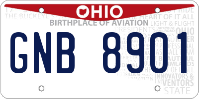 OH license plate GNB8901
