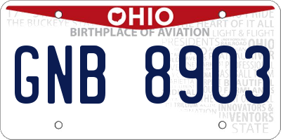 OH license plate GNB8903