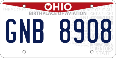 OH license plate GNB8908