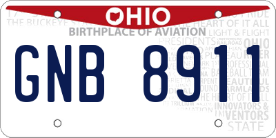 OH license plate GNB8911