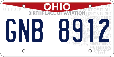 OH license plate GNB8912