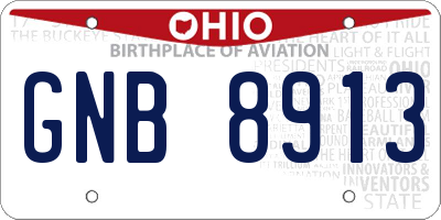 OH license plate GNB8913