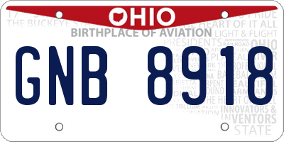 OH license plate GNB8918