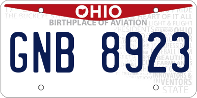 OH license plate GNB8923