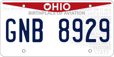 OH license plate GNB8929
