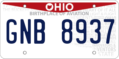 OH license plate GNB8937