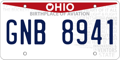 OH license plate GNB8941
