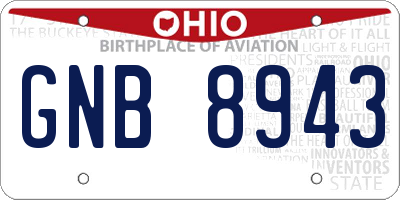 OH license plate GNB8943