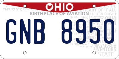 OH license plate GNB8950