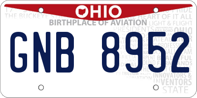 OH license plate GNB8952