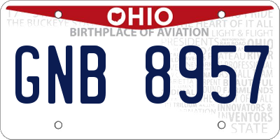 OH license plate GNB8957
