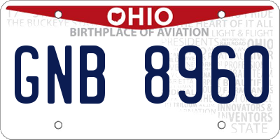 OH license plate GNB8960