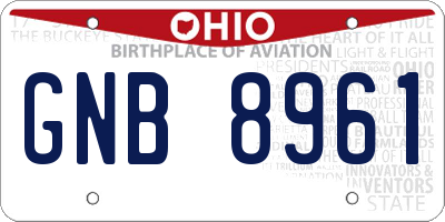 OH license plate GNB8961