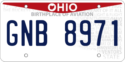 OH license plate GNB8971
