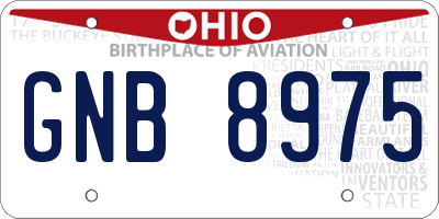 OH license plate GNB8975