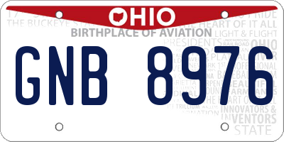 OH license plate GNB8976