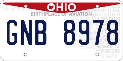 OH license plate GNB8978