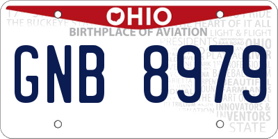 OH license plate GNB8979