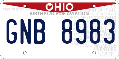 OH license plate GNB8983