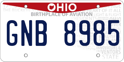 OH license plate GNB8985