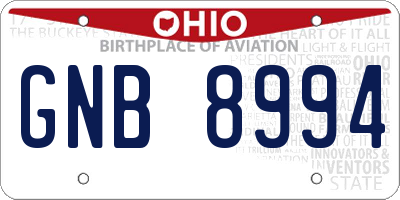 OH license plate GNB8994