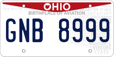 OH license plate GNB8999