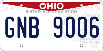 OH license plate GNB9006