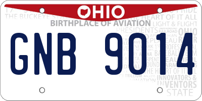 OH license plate GNB9014