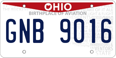 OH license plate GNB9016