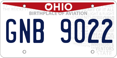 OH license plate GNB9022