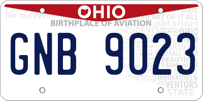 OH license plate GNB9023
