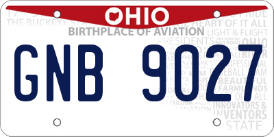 OH license plate GNB9027