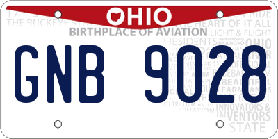 OH license plate GNB9028