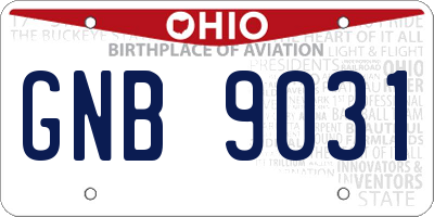 OH license plate GNB9031