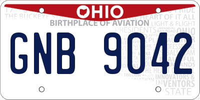 OH license plate GNB9042