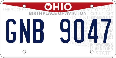OH license plate GNB9047