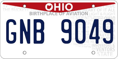 OH license plate GNB9049