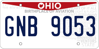 OH license plate GNB9053