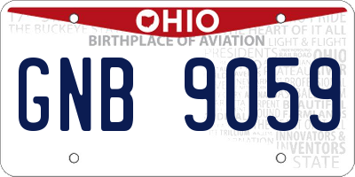 OH license plate GNB9059