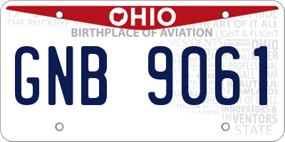 OH license plate GNB9061
