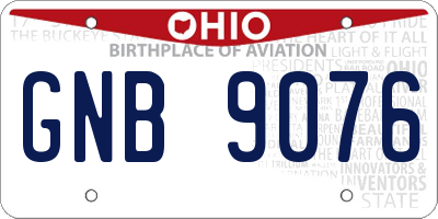 OH license plate GNB9076
