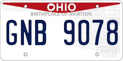 OH license plate GNB9078