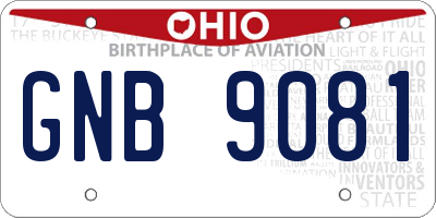 OH license plate GNB9081