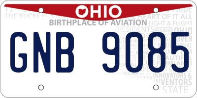 OH license plate GNB9085