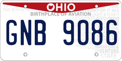 OH license plate GNB9086