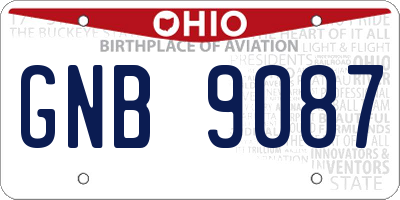 OH license plate GNB9087