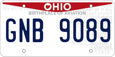 OH license plate GNB9089