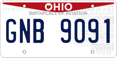 OH license plate GNB9091