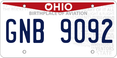 OH license plate GNB9092