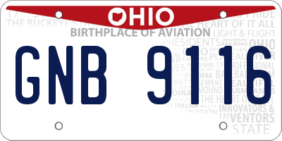 OH license plate GNB9116